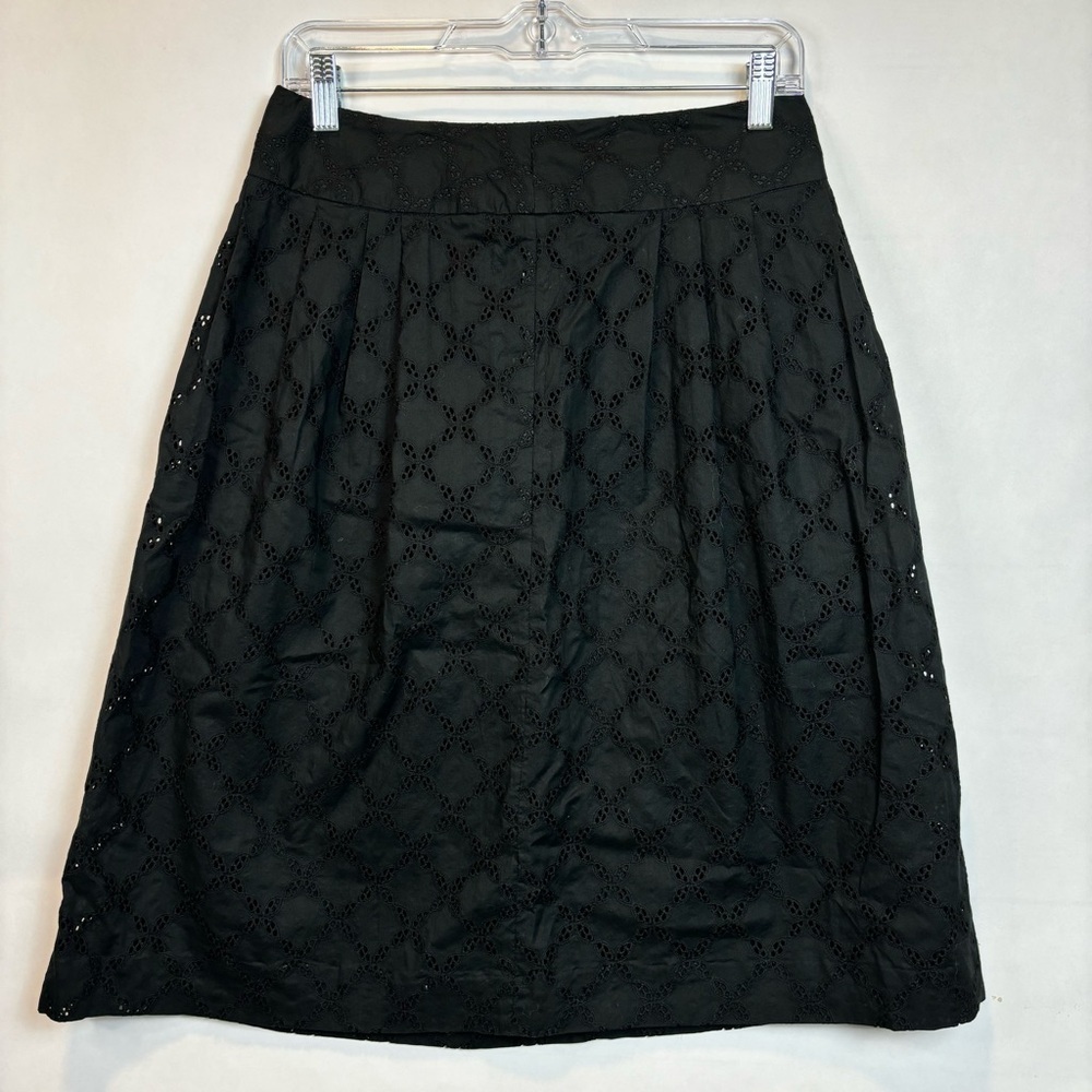 ANN TAYLOR LOFT Pleated A-Line Eyelet Fully Lined Skirt‎ Black Size 4